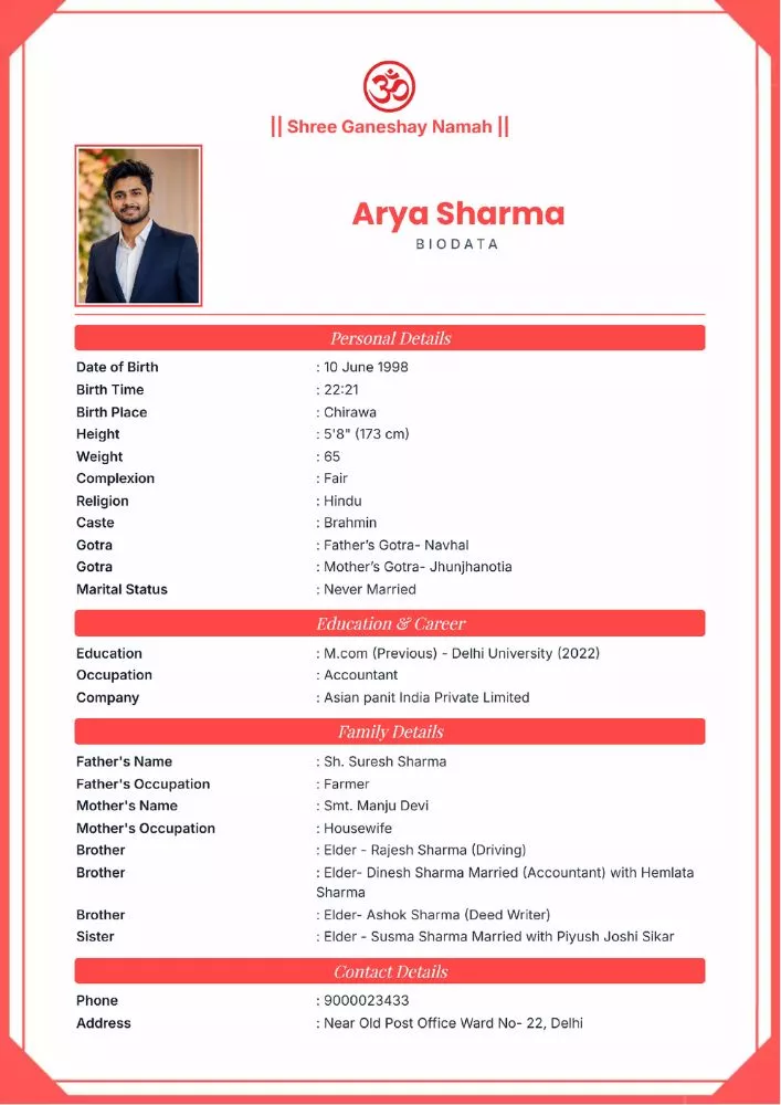 Design 8 - Marriage Biodata Format