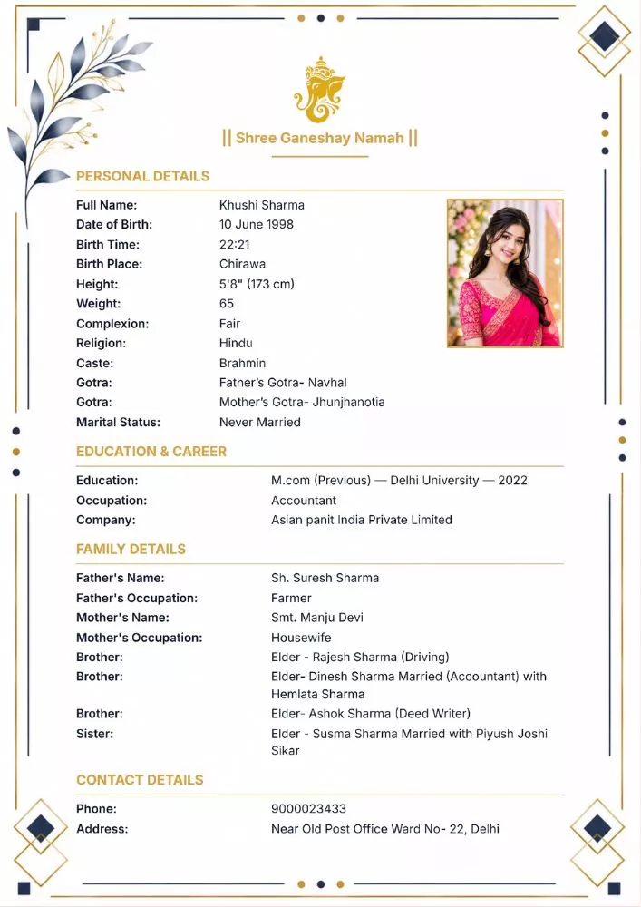 Design 9 - Marriage Biodata Format