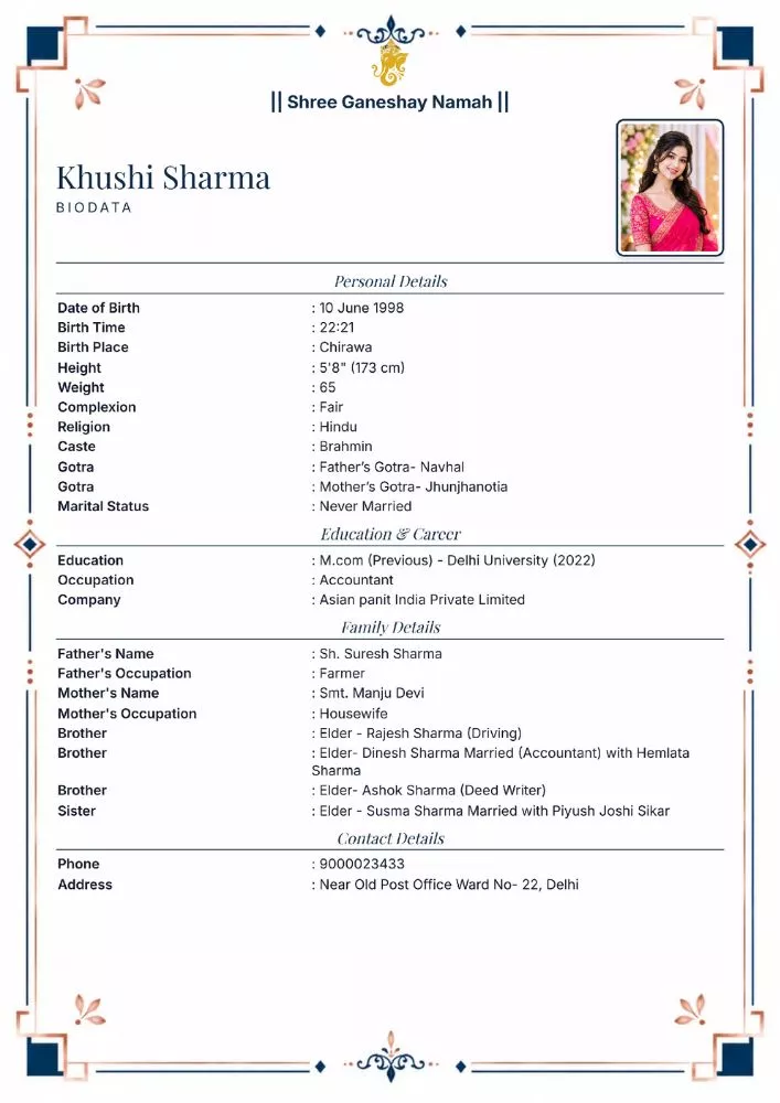 Design 10 - Marriage Biodata Format