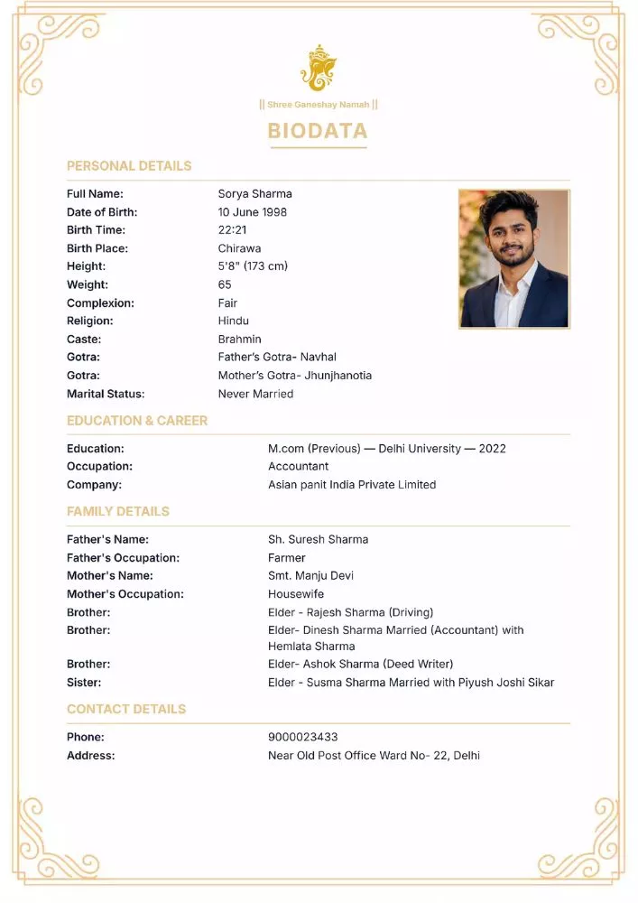 Design 11 - Marriage Biodata Format