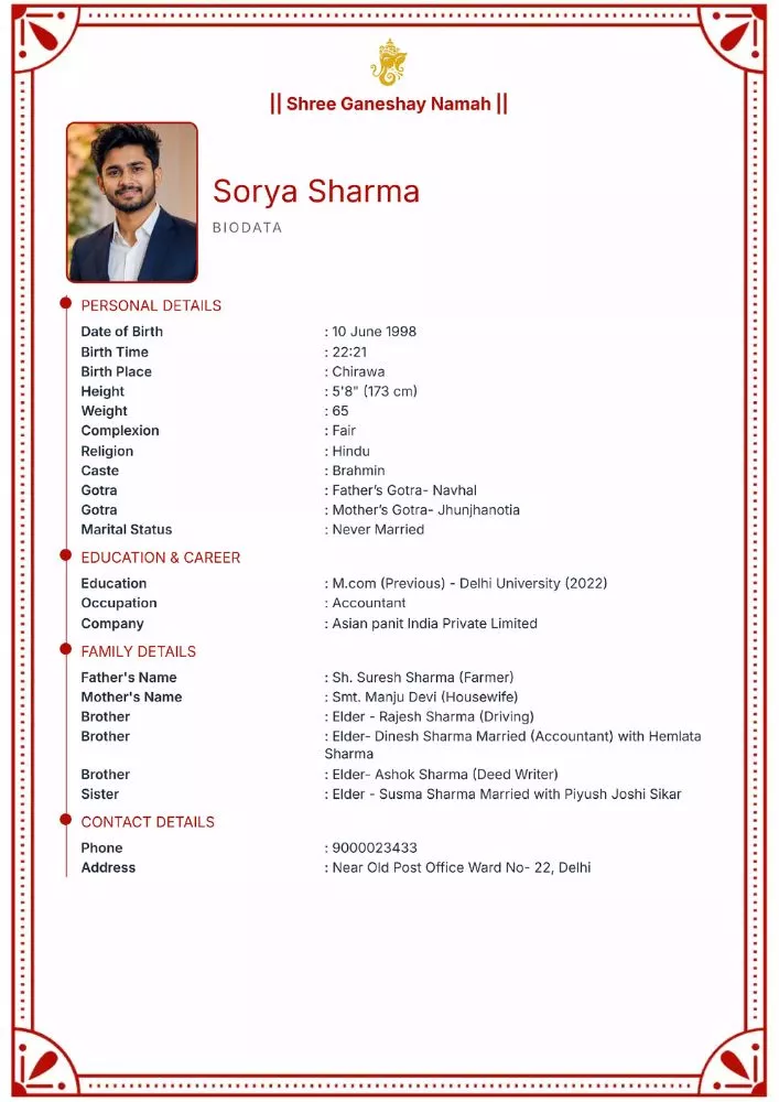 Design 14 - Marriage Biodata Format