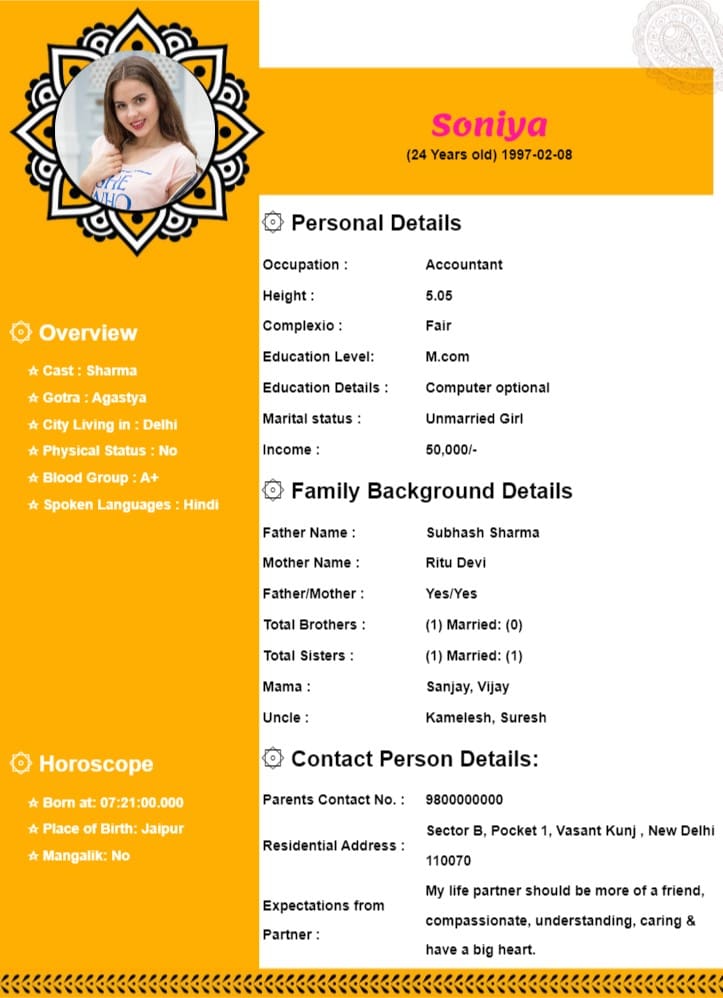 biodata format for marriage