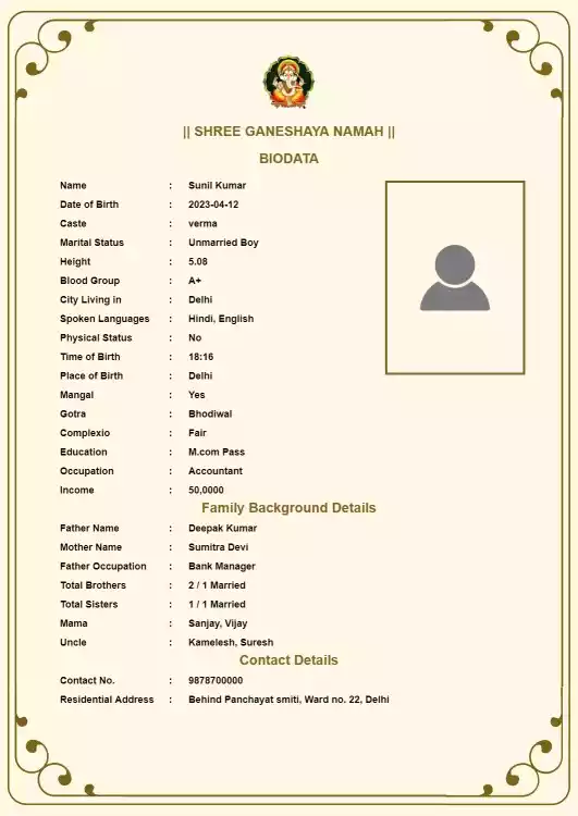 Biodata Format